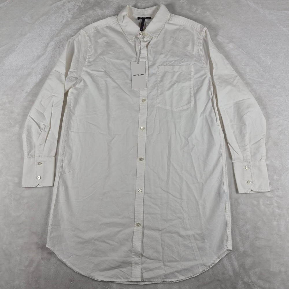 Cozy Earth Camden Dress Women's Small White 100% Combed Cotton Comfort NWT‎